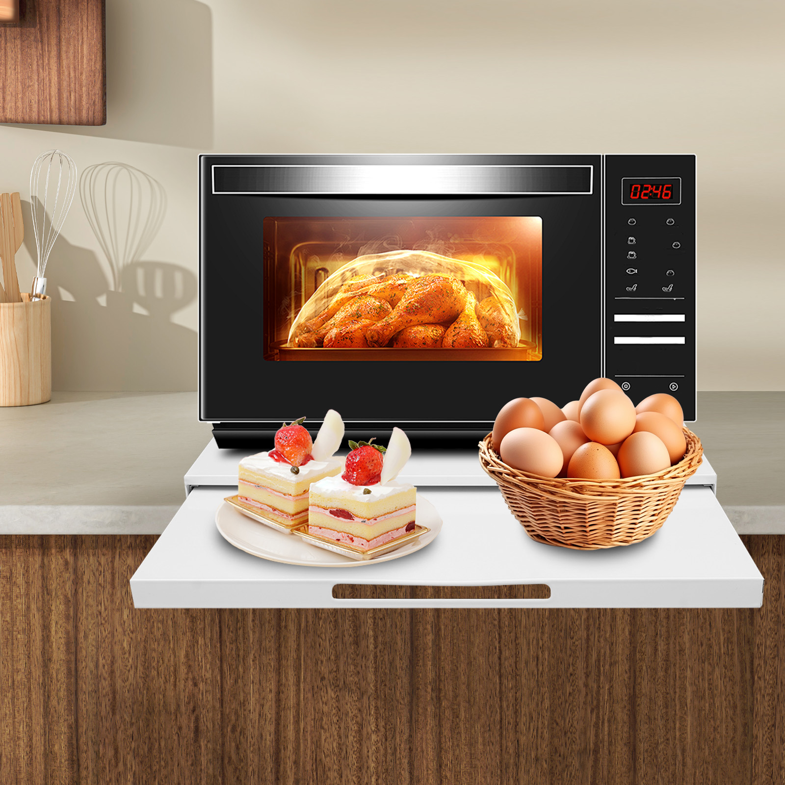Kitchen Appliances Countertop - Microwave Stand with Pull-Out Shelf Countertop